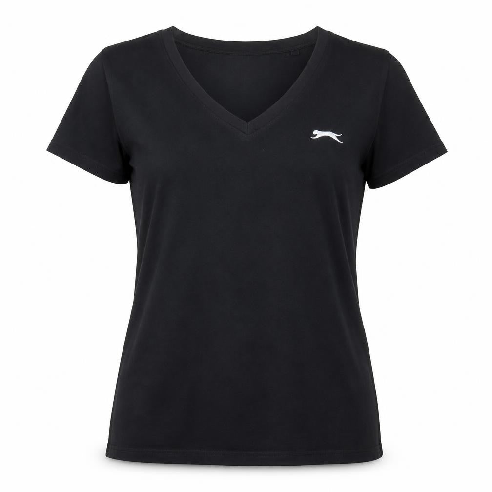 Slazenger Women’s Black V-Neck Short Sleeve Basic T-Shirt Size 10