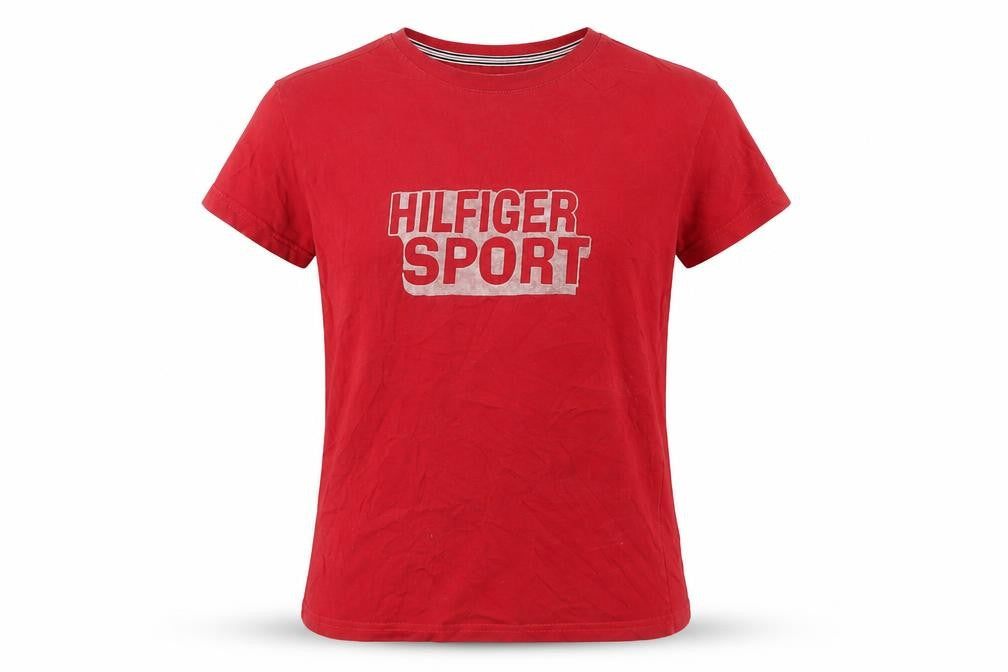 Womens UK Size XL Tommy Hilfiger Red Cotton T-Shirt
