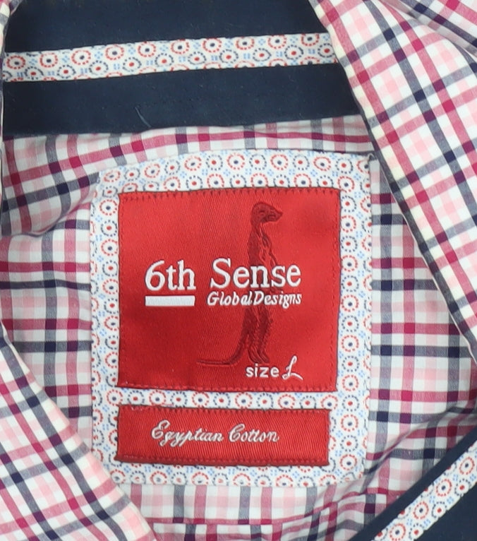 6th Sense Men’s Multicoloured Check Cotton Long Sleeve Button-Up Shirt L