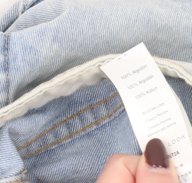 New Look Women's Blue Denim Hot Pants UK 10 Distressed Cotton Shorts