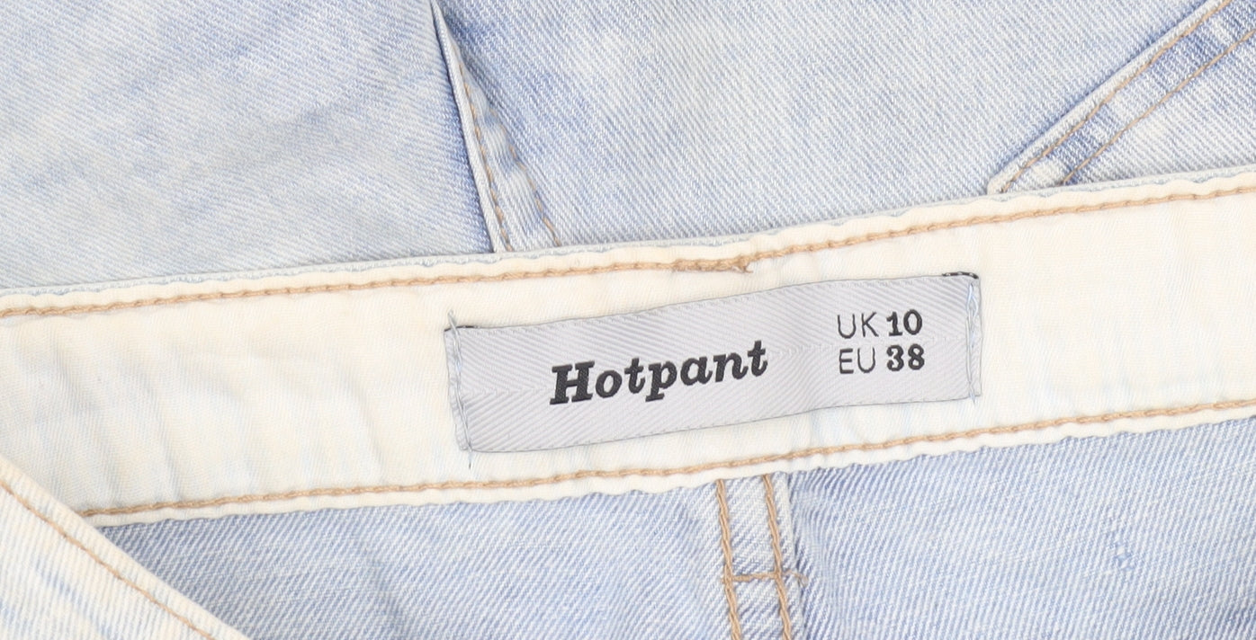 New Look Women's Blue Denim Hot Pants UK 10 Distressed Cotton Shorts