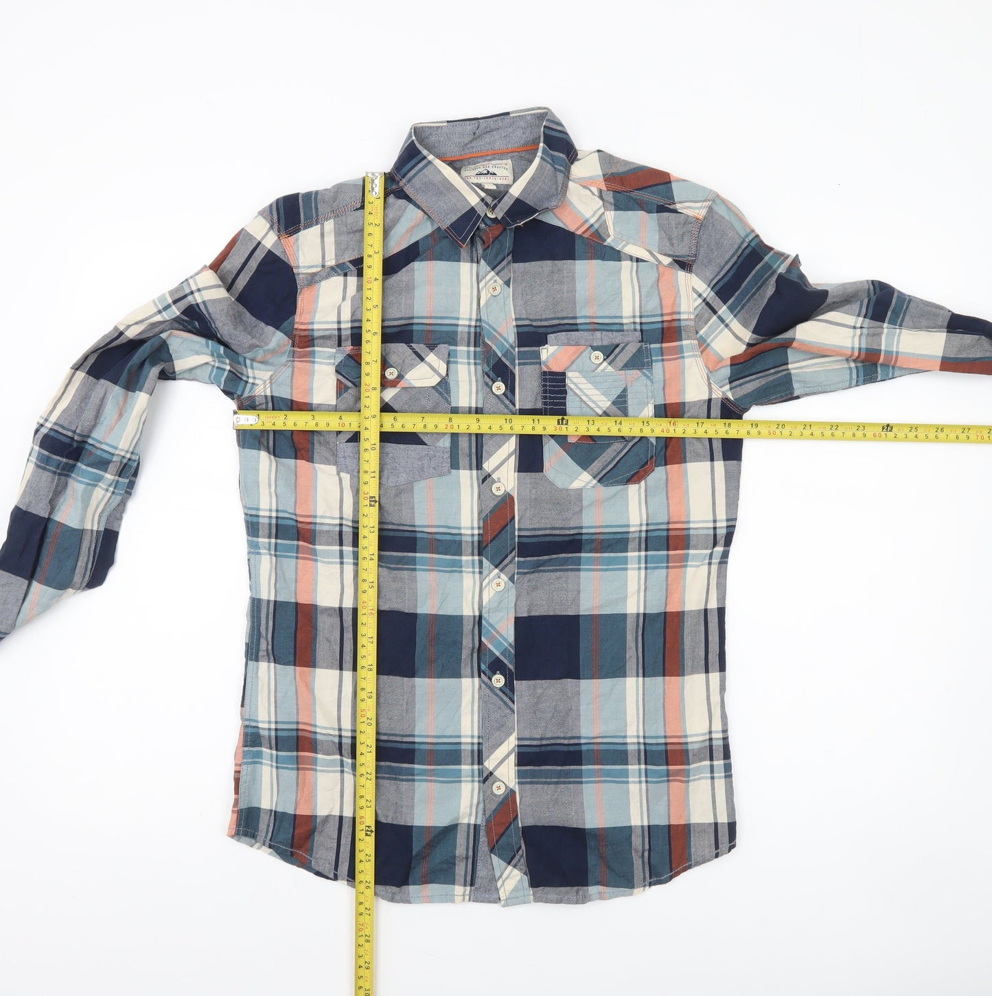 Next Men's Multicoloured Plaid Long Sleeve Cotton Shirt Size S