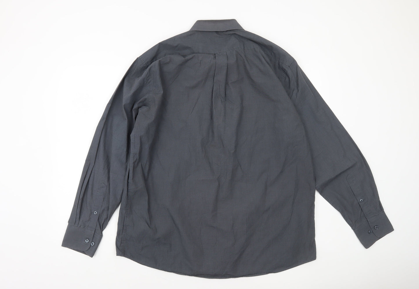 Dunnes Men’s Grey Regular Fit Long Sleeve Cotton Blend Shirt Size 17