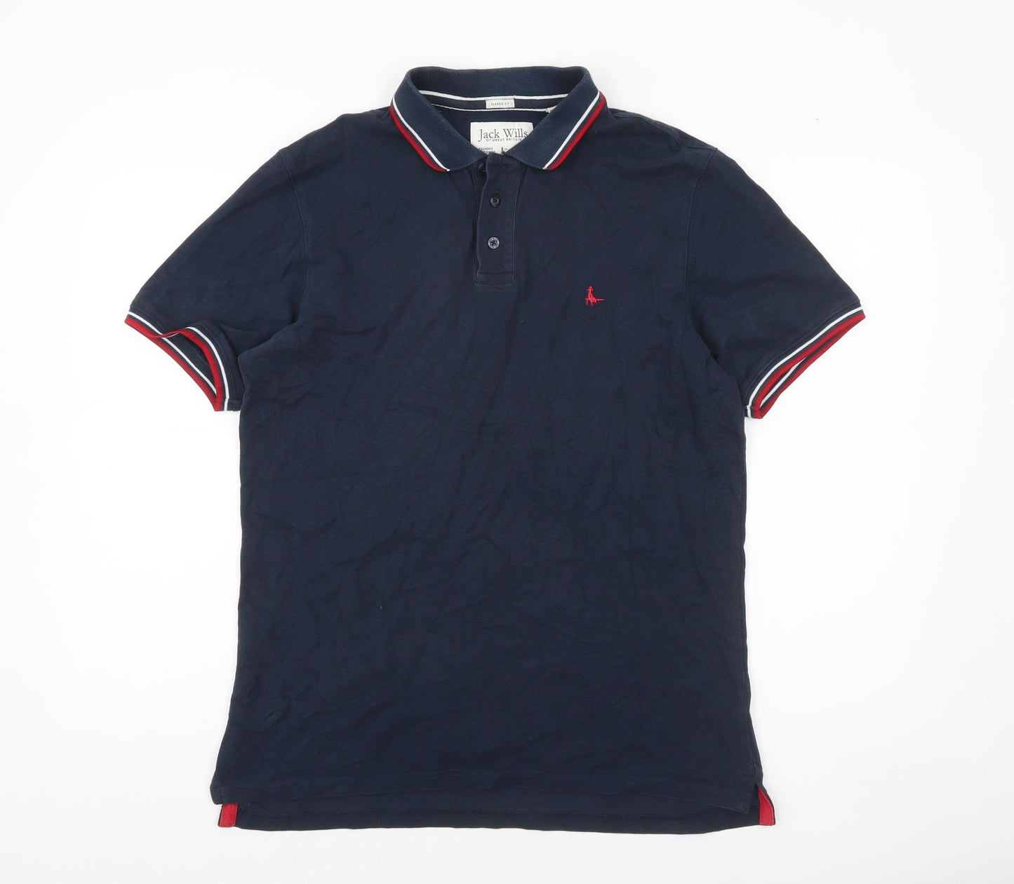 Jack Wills Men's Blue Regular Fit Cotton Polo Shirt M