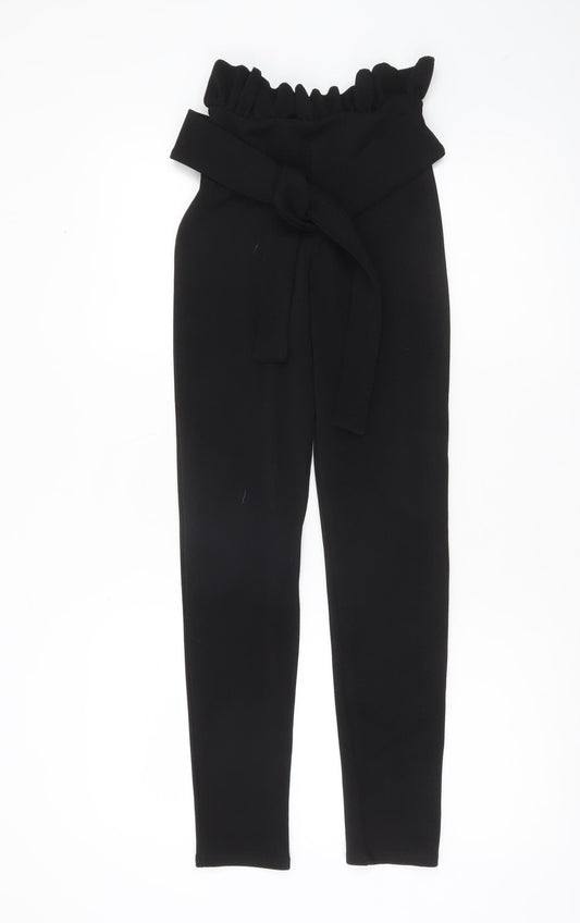 PrettyLittleThing Women’s Black Size 4 Paperbag Tapered Trousers