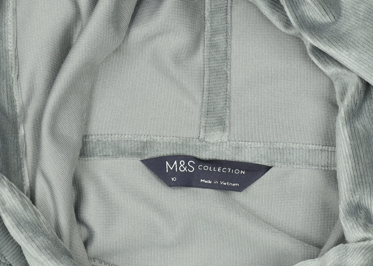 Marks and Spencer Women Grey Velour Pullover Hoodie Size 10