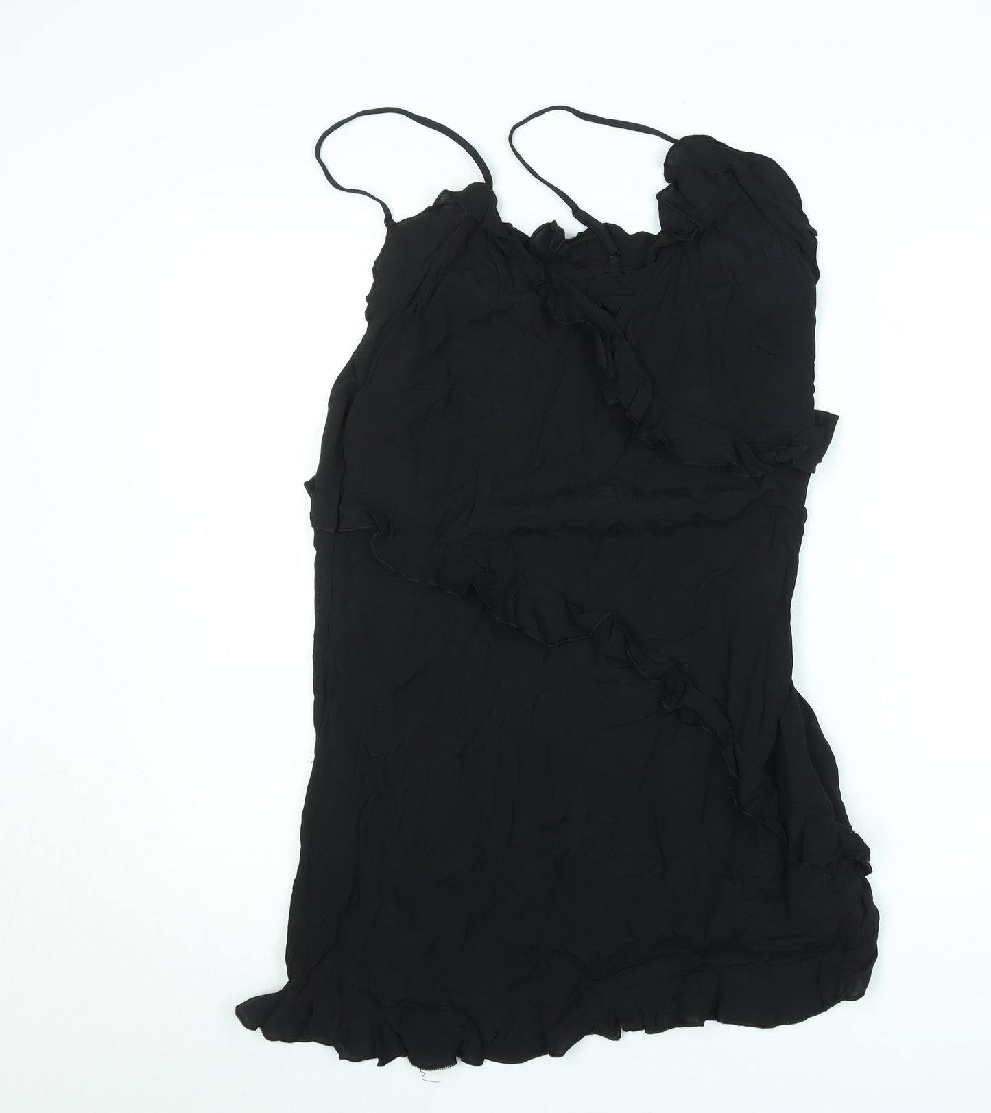 H&M Women’s Black Viscose Ruffle Slip Dress Size 12