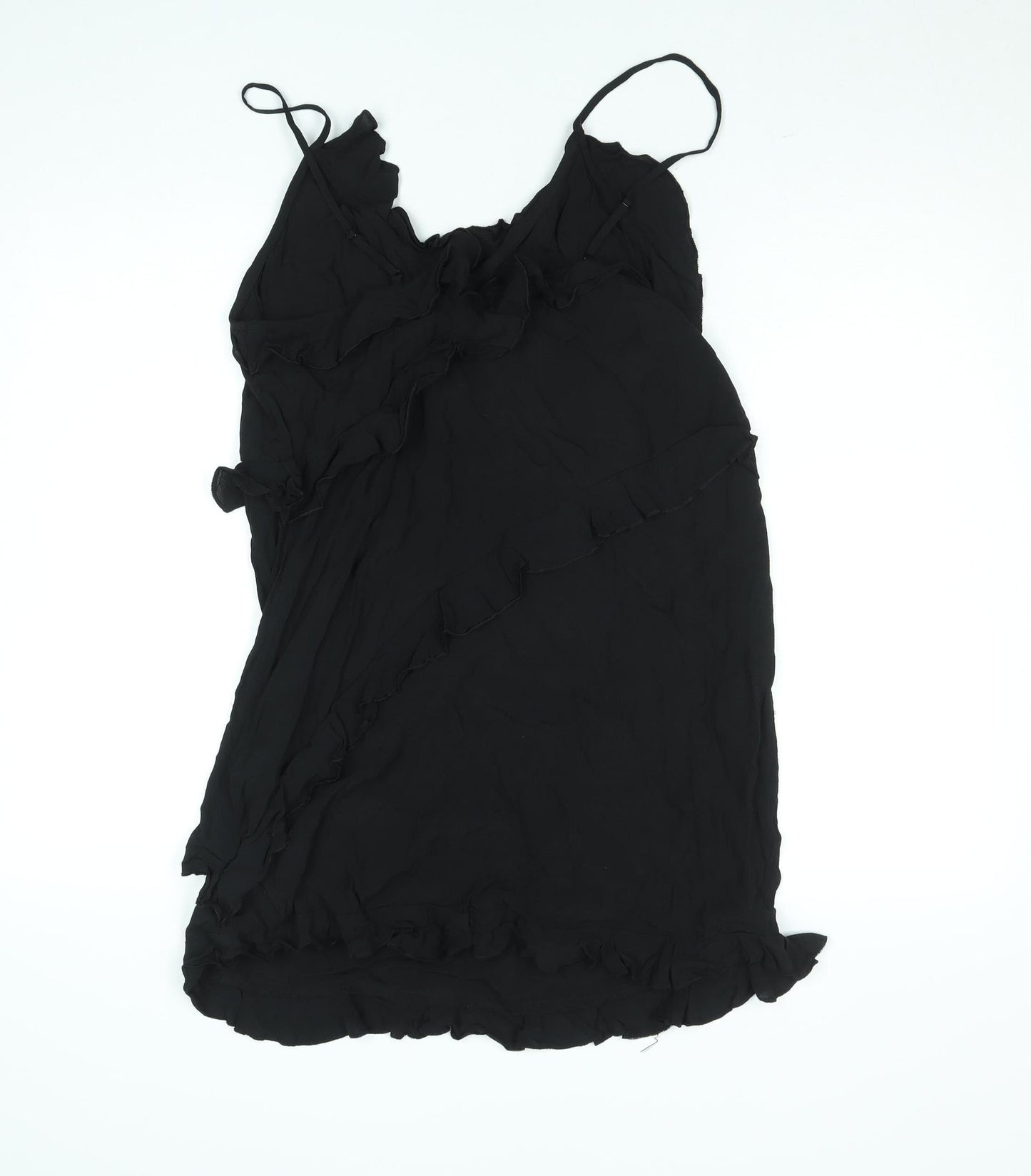 H&M Women’s Black Viscose Ruffle Slip Dress Size 12