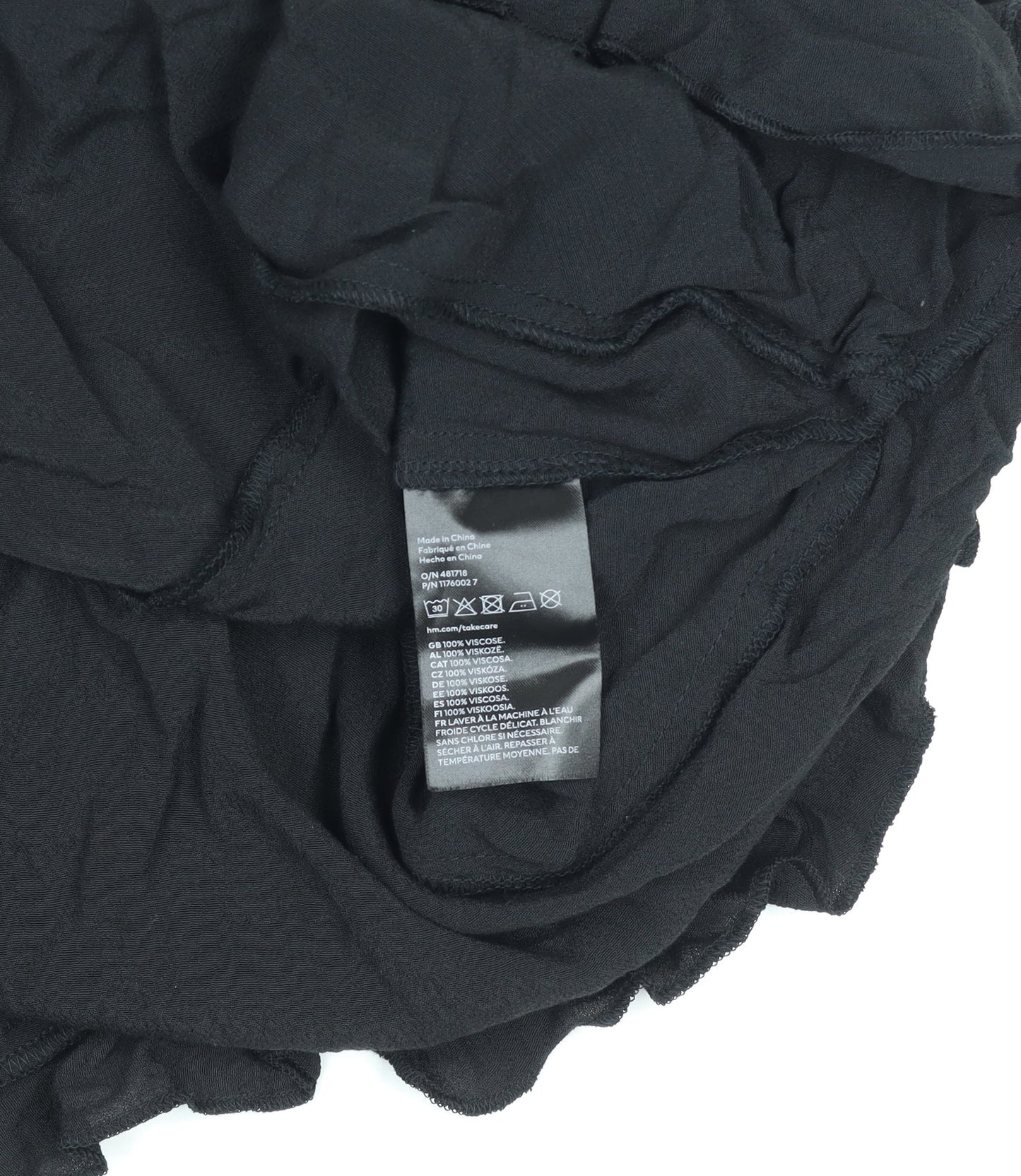 H&M Women’s Black Viscose Ruffle Slip Dress Size 12