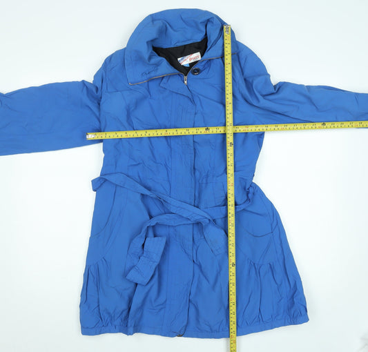 Purr Women's Blue Mid-Length Belted Rain Coat Size L