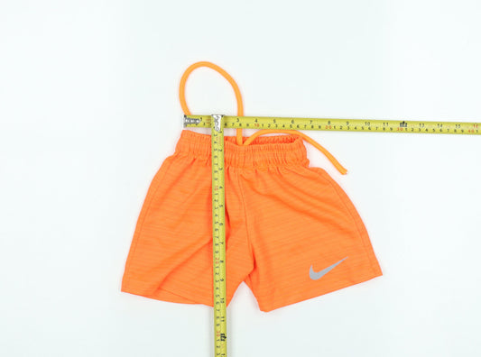 Nike Boys Orange Athletic Shorts Size 4 Years Quick Dry Elastic Waist