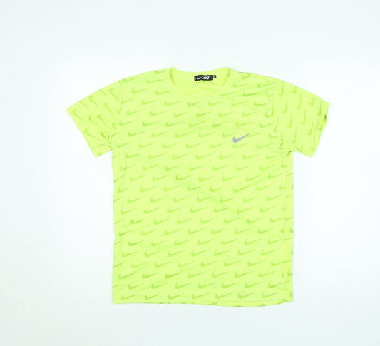 Nike Boys Yellow Dri-Fit Graphic Logo T-Shirt Size 16 Years