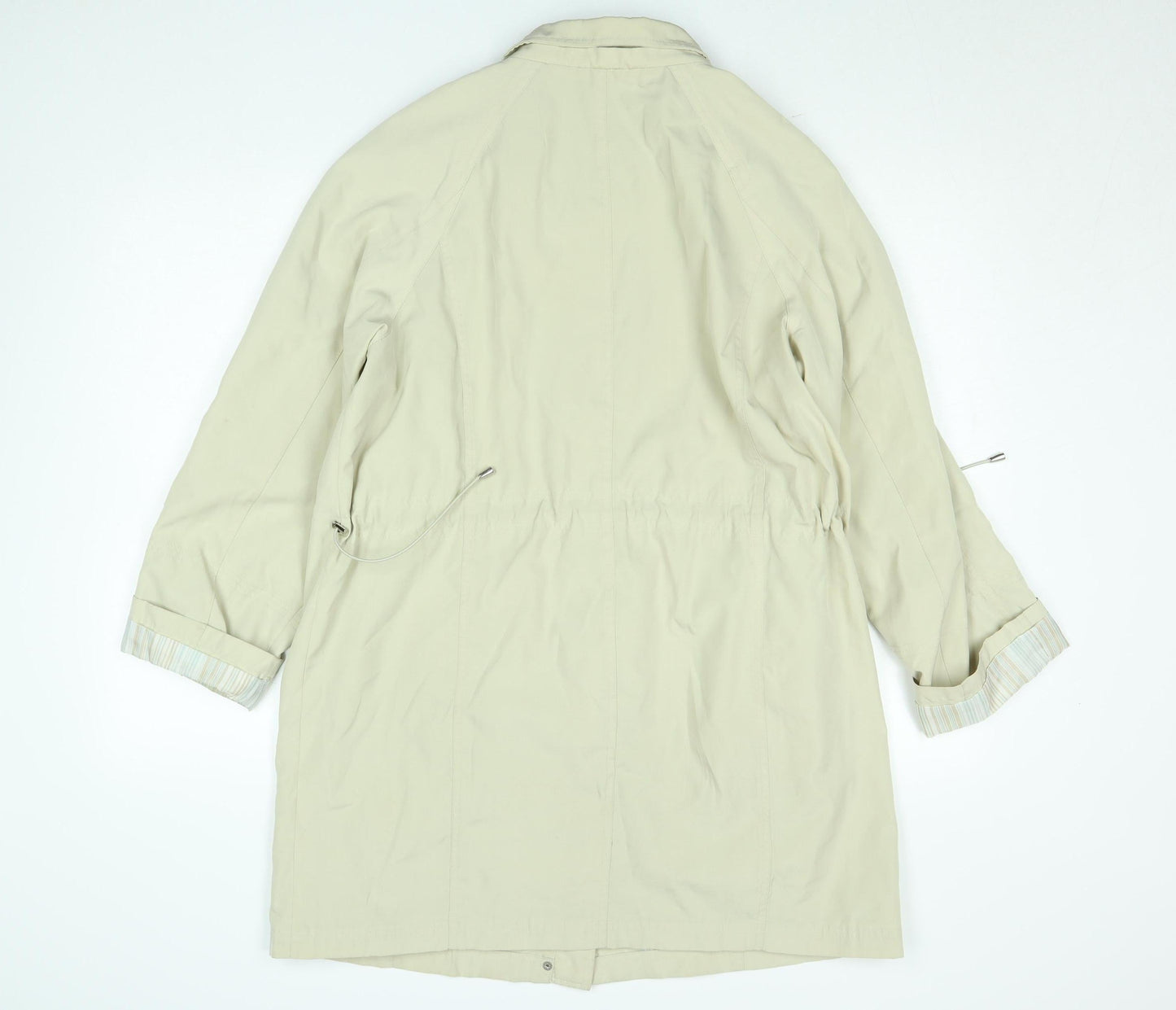 Drizzle Women Beige Long Rain Coat Size 14 Lightweight Classic Style