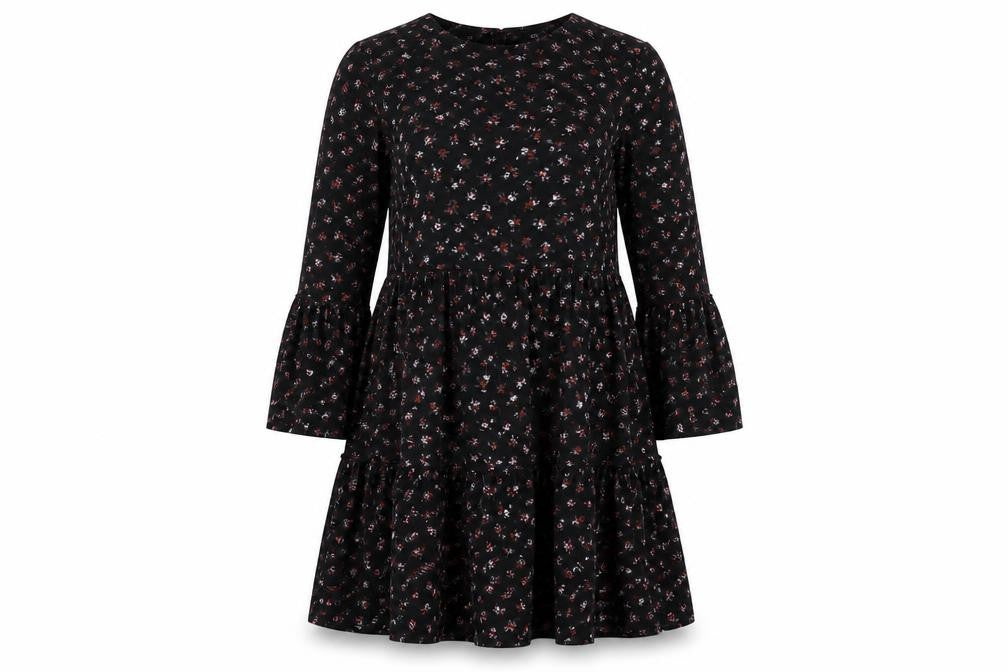 I Saw It First Women's Black Floral A-Line Knee Length Dress Size 14