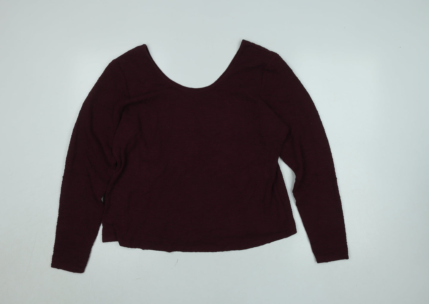 Gallery Women's Burgundy Long Sleeve Stretch Jersey Top XL