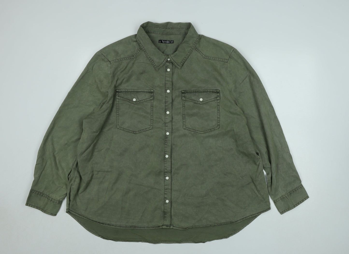 Dunnes Stores Men’s Green Long Sleeve Button-Up Shirt 2XL Regular Fit