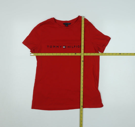 Tommy Hilfiger Women's Red Cotton Blend Logo T-Shirt Size M