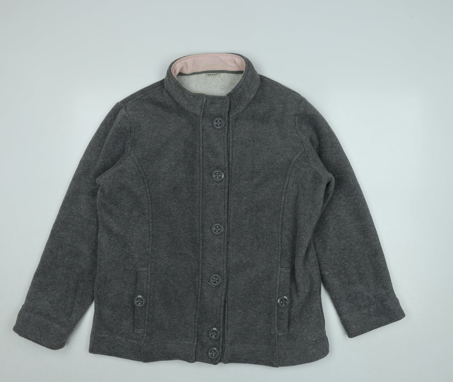 Damart Women Grey Fleece Button Jacket Size M Winter Coat