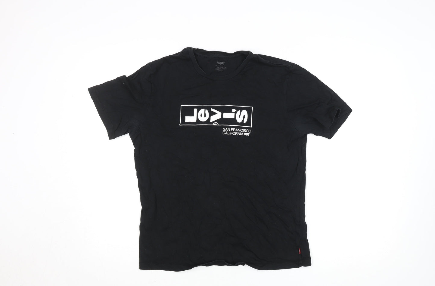 Levi’s Men’s Black Graphic Logo Crew Neck Cotton T-Shirt Size S