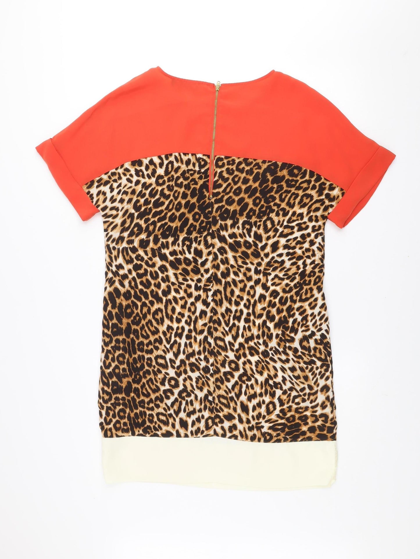 Savida Women’s Multicoloured Shift Dress Size 12 Leopard Print Short Sleeve