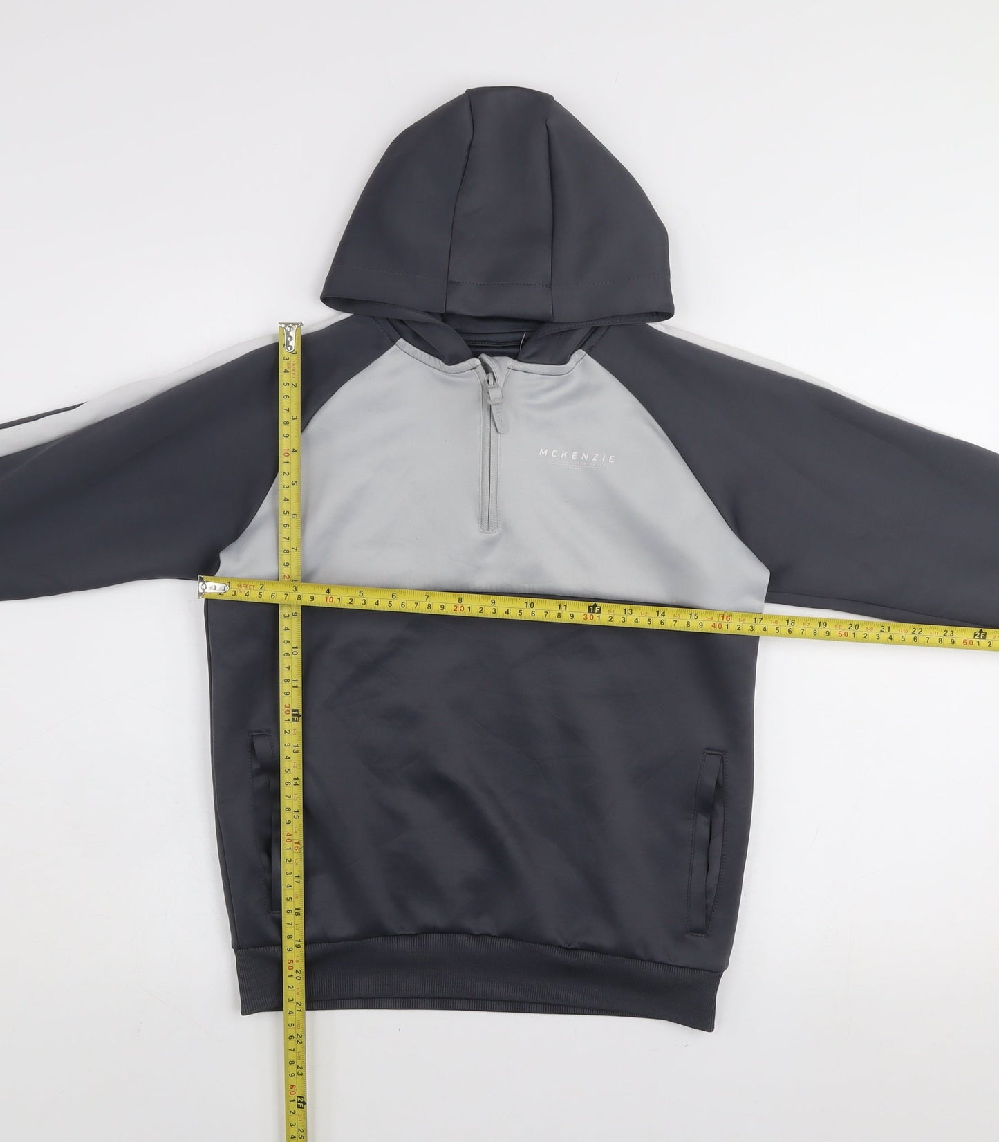 McKenzie Boys Grey Colourblock 1/4 Zip Pullover Hoodie 12-13 Years