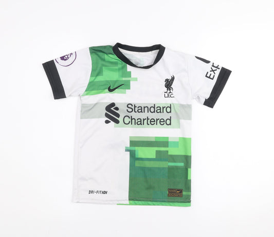 Nike Boys Liverpool LFC White Green Football Jersey T-Shirt 8 Years
