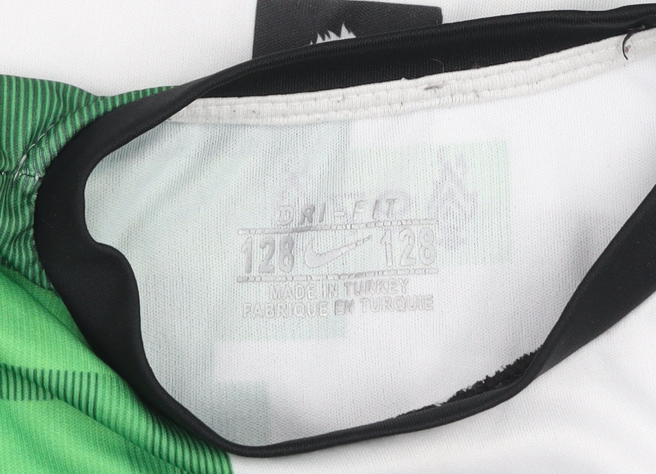 Nike Boys Liverpool LFC White Green Football Jersey T-Shirt 8 Years