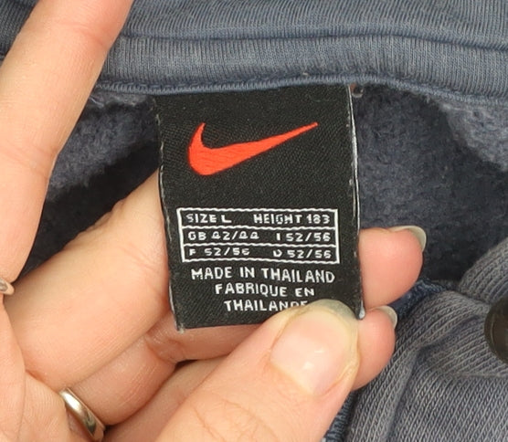 Nike Men Blue L Hooded Zip Fleece Waistcoat Bodywarmer