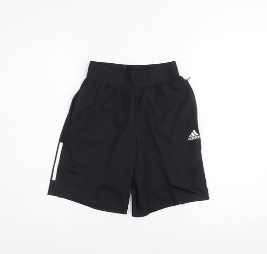Adidas Boys Black 11-12 Years Athletic Shorts Lightweight Sportswear