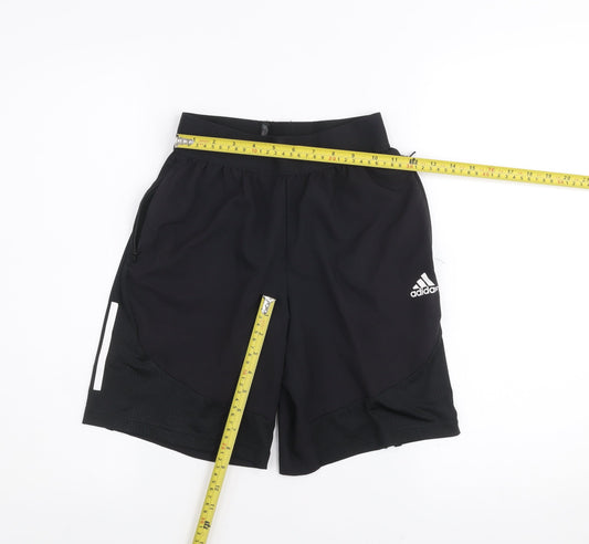 Adidas Boys Black 11-12 Years Athletic Shorts Lightweight Sportswear