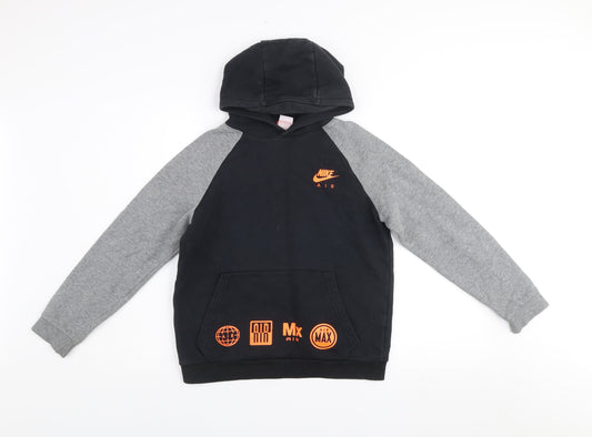 Nike Boys Black & Grey Hoodie 12-13 Years Pullover Sweatshirt