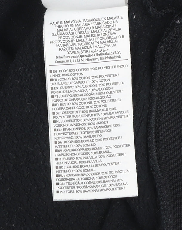 Nike Boys Black & Grey Hoodie 12-13 Years Pullover Sweatshirt