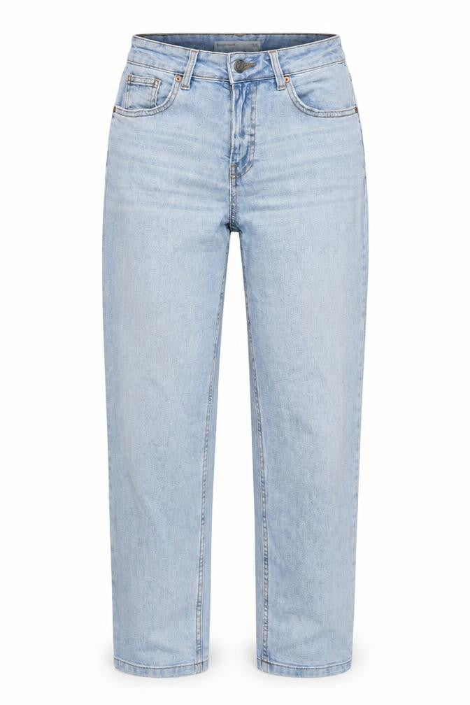 Front view of Dunnes Women's Blue Boyfriend Jeans, size 8, Relaxed Fit Denim