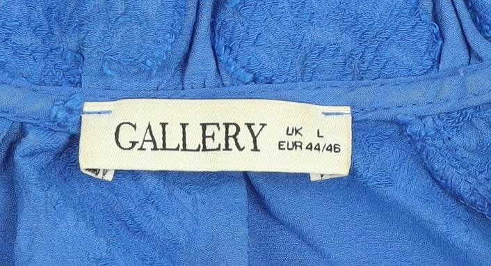 Gallery Women's Blue Floral Tunic Blouse Size L Viscose Long Sleeve