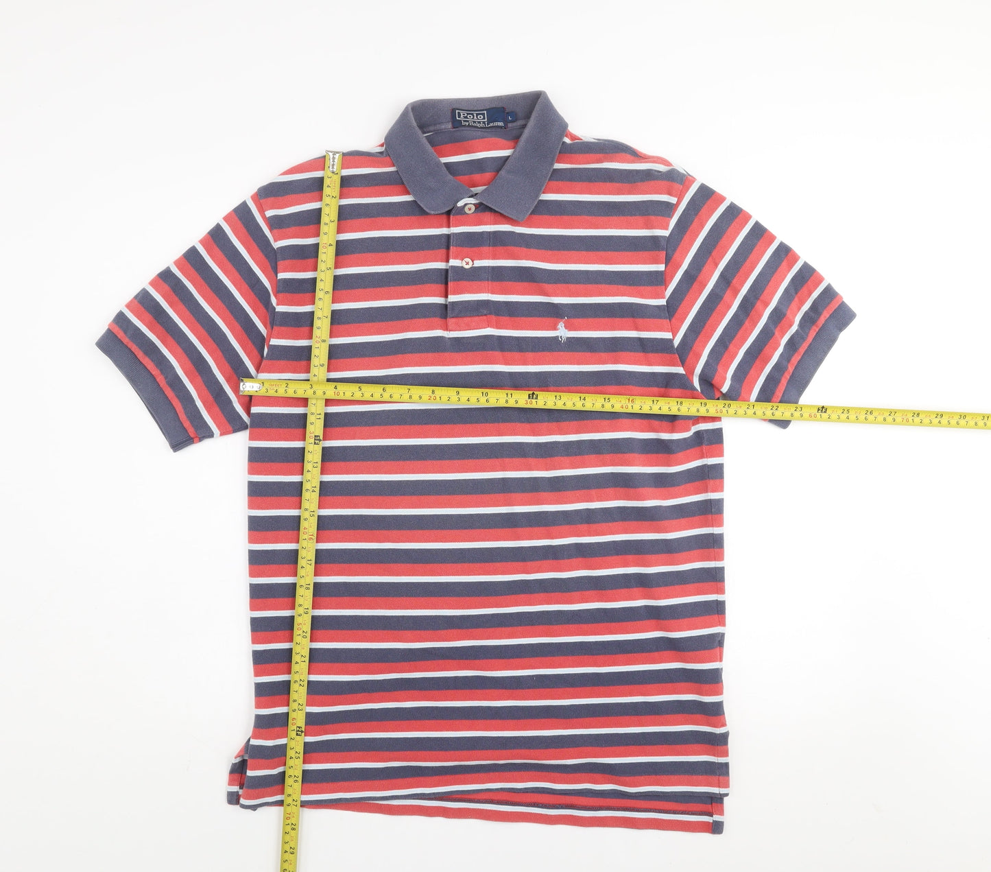 Ralph Lauren Men’s Multicoloured Striped Polo Shirt Size L Cotton