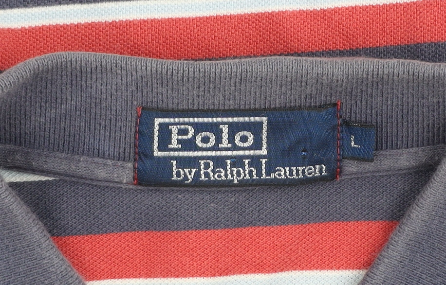 Ralph Lauren Men’s Multicoloured Striped Polo Shirt Size L Cotton