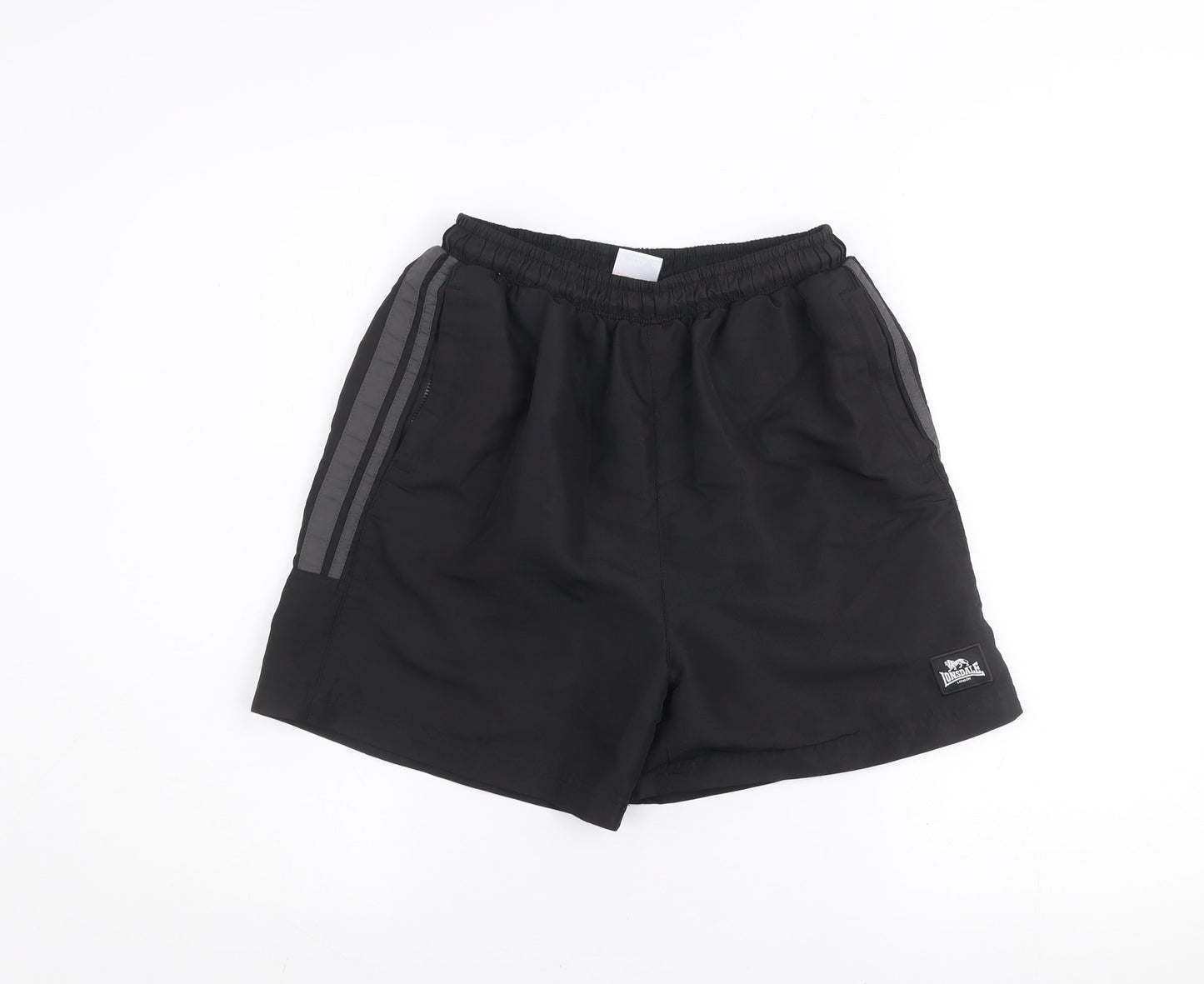 Lonsdale Boys Black Athletic Sports Shorts 13 Years Polyester Quick Dry