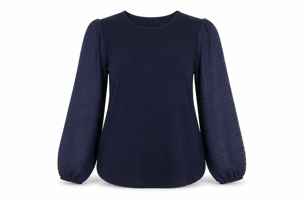 Quiz Womens Blue Puff Sleeve Long Sleeve Blouse Size 12