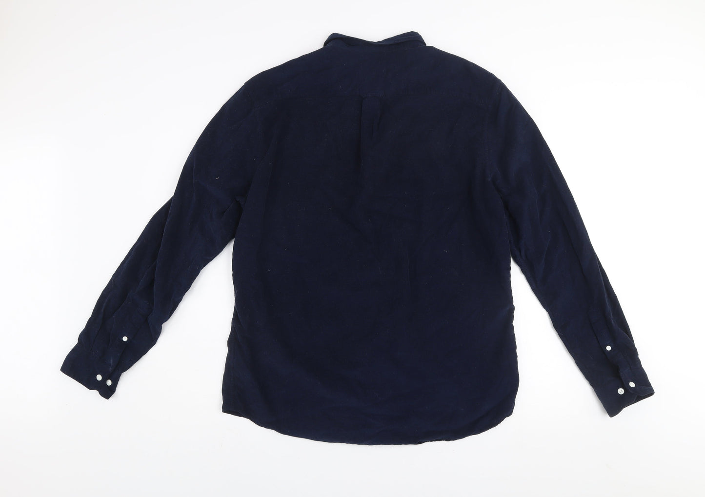 Farah Men's Blue Corduroy Slim Fit Long Sleeve Button-Up Shirt Size XL