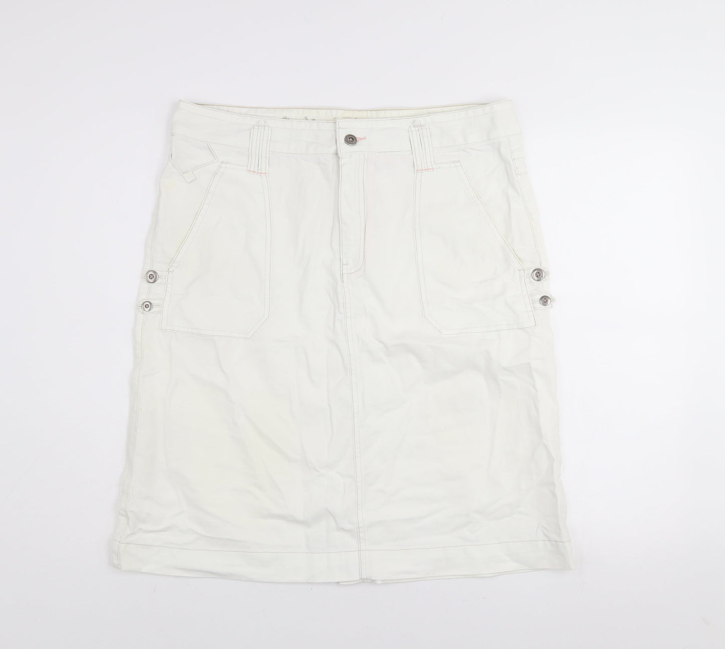 Lee Cooper Women's White Cotton Cargo Knee Length Skirt Size 12