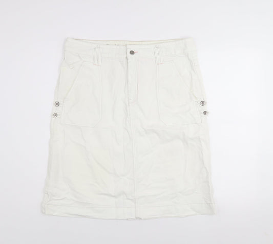 Lee Cooper Women's White Cotton Cargo Knee Length Skirt Size 12