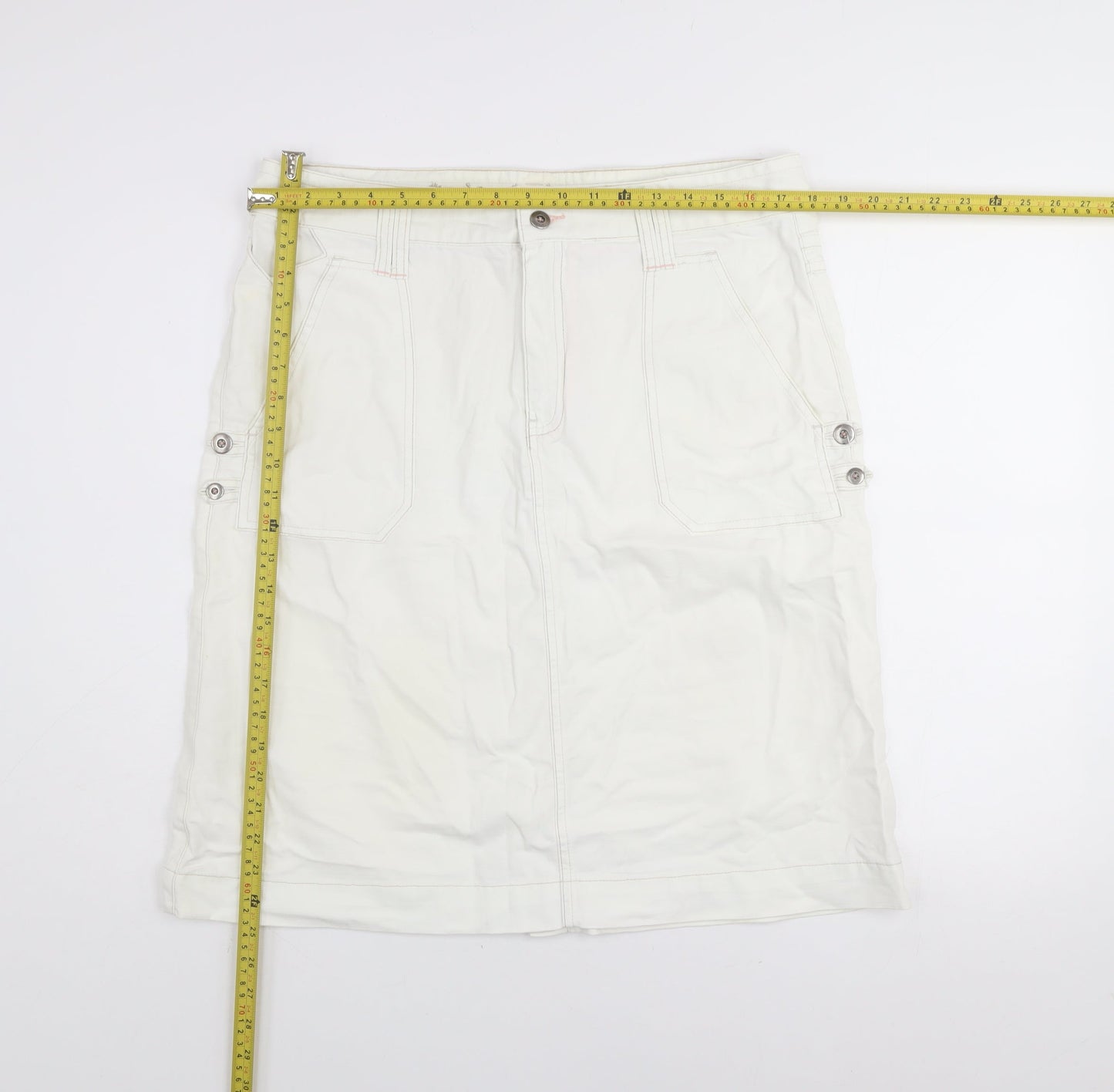 Lee Cooper Women's White Cotton Cargo Knee Length Skirt Size 12