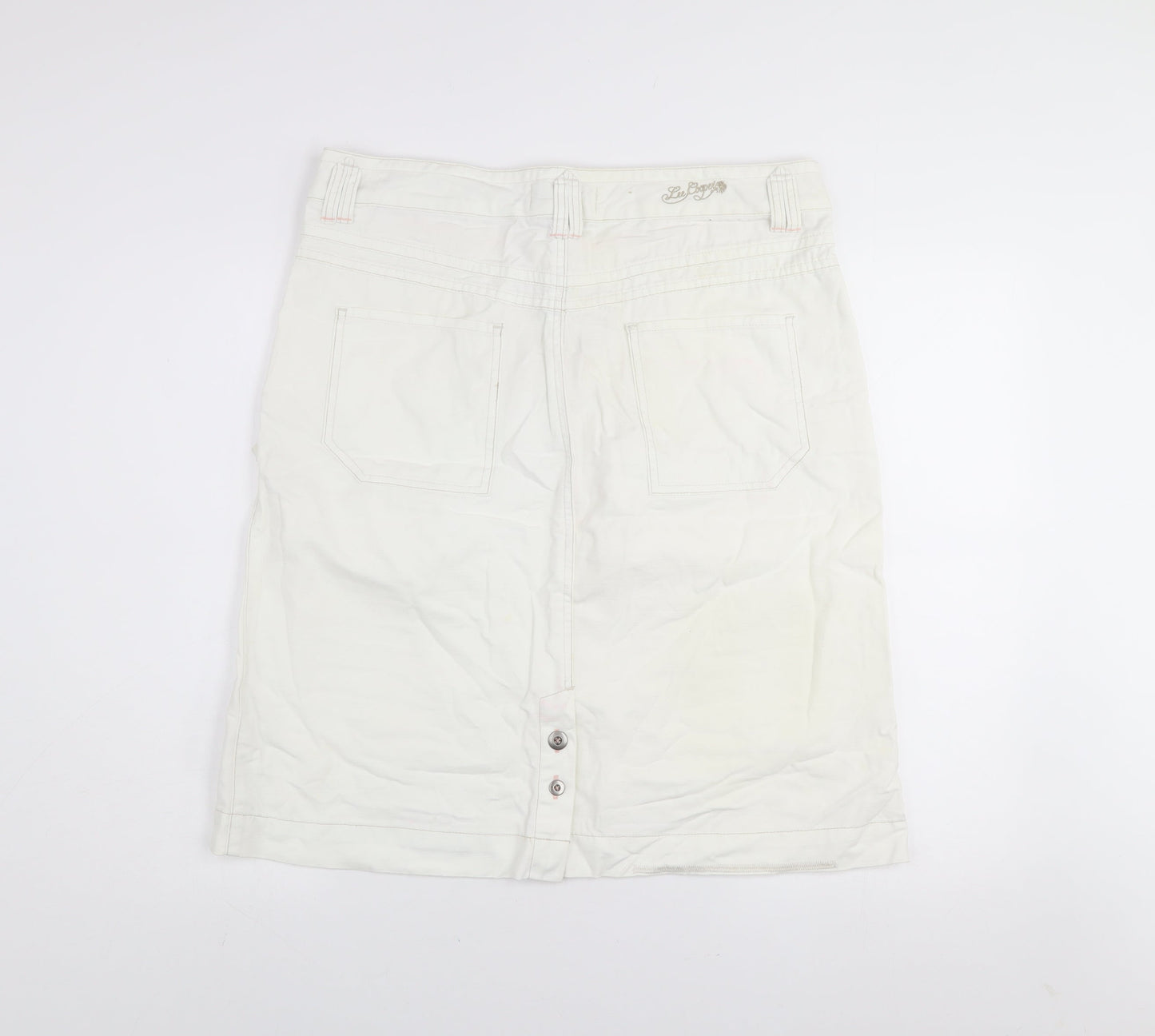 Lee Cooper Women's White Cotton Cargo Knee Length Skirt Size 12