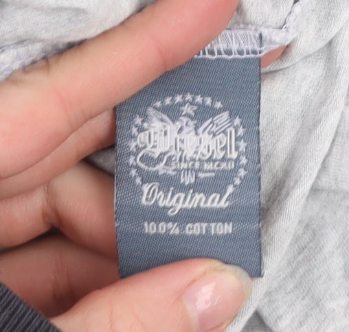 Diesel Men's Grey Graphic Logo Regular Fit Cotton T-Shirt XL