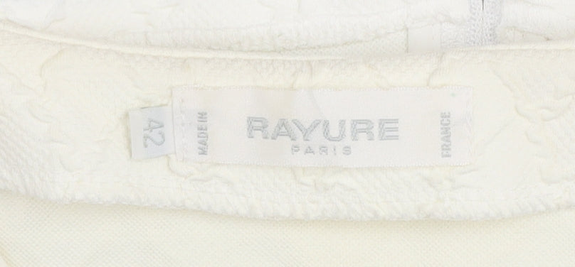 Rayure Paris Women’s Ivory Short Jacket Size 14 Button Zip Classic Style