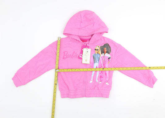 Barbie Girls Pink Full Zip Hoodie 7-8 Years Hooded Sweatshirt