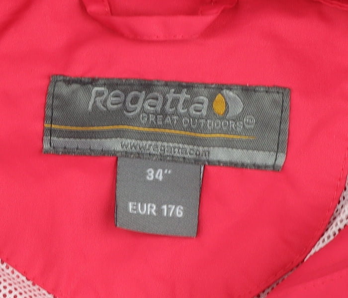 Regatta Womens Pink Waterproof Hooded Rain Jacket Size 10