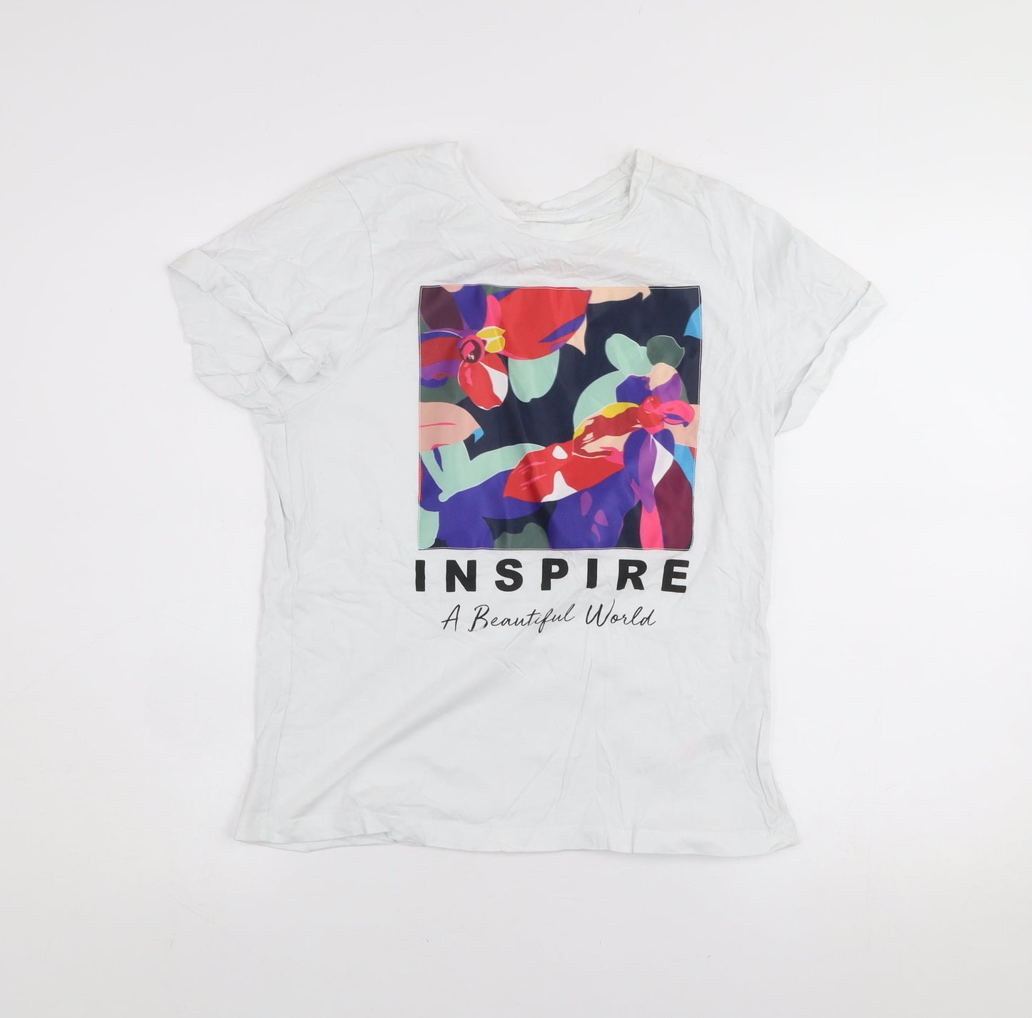 St. Bernard for Dunnes Stores Womens White Floral Inspire T-Shirt Size S