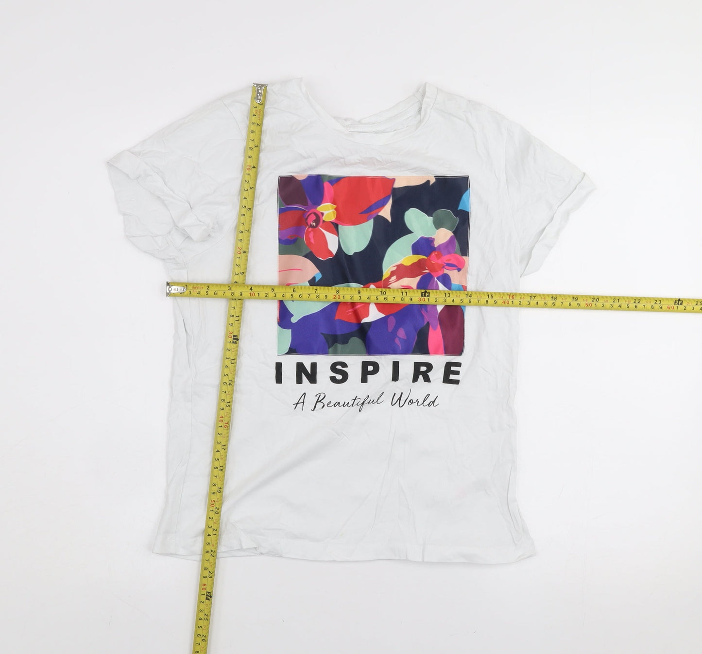 St. Bernard for Dunnes Stores Womens White Floral Inspire T-Shirt Size S