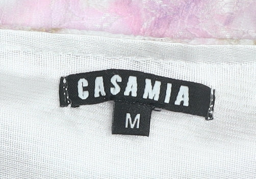 Casamia Women's Multicoloured Floral Lace Short Sleeve T-Shirt M